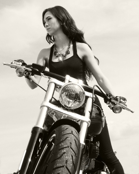 Woman on motorcycle, photoshoot